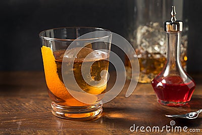 Boozy Refreshing Rye Whiskey Vieux Carre Cocktail Stock Photo