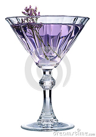 Boozy Refreshing Sweet Violet Aviation Cocktail with Gin and Violette Liquor isolated on a white background Stock Photo