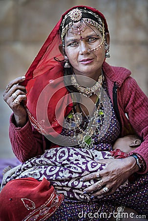 Bopa gypsy woman from Jaisalmer region, Indian state of Rajasthan Editorial Stock Photo