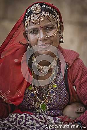 Bopa gypsy woman from Jaisalmer region, Indian state of Rajasthan Editorial Stock Photo