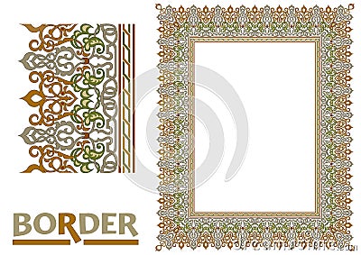 Tiled frame in plant leaves and flowers Framework Decorative Elegant style Vector Illustration