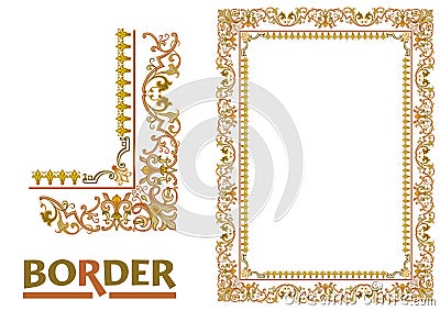 Tiled frame in plant leaves and flowers Framework Decorative Elegant style Vector Illustration