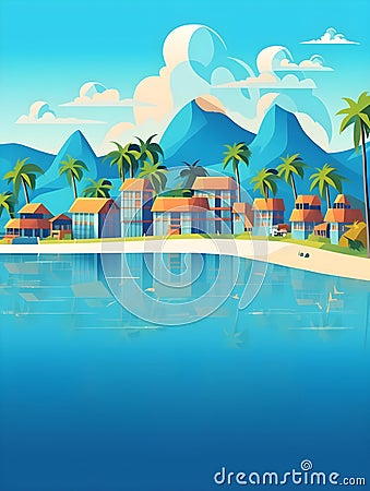 Bora Bora Bliss: Abstract Travel Poster of Polynesian Paradise Stock Photo