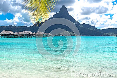 Bora Bora Island, French Polynesia. A true paradise with turquoise water. Destination sought by couples on honeymoon. Stock Photo