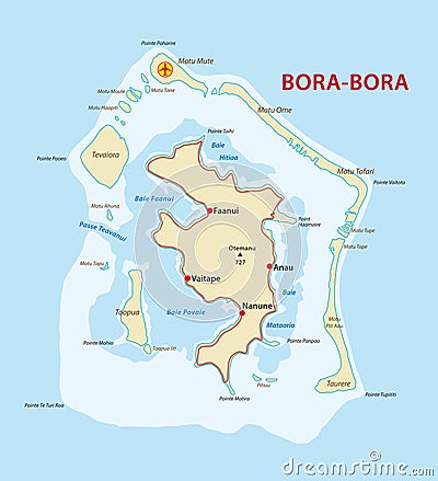 Bora Bora map Vector Illustration