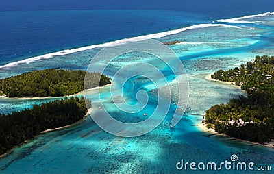 Bora Bora Tahiti Island from Air Stock Photo