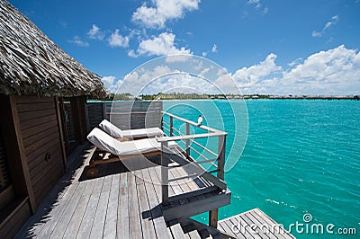 Bora Bora Tahiti overwater bungalow Stock Photo