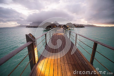 Bora Bora Tahiti overwater bungalow Stock Photo
