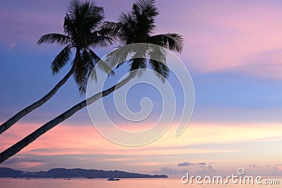 Pink dusk. White beach. Boracay Island. Western Visayas. Philippines Stock Photo