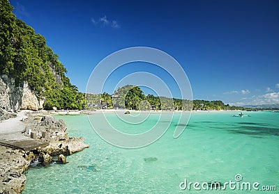 Boracay island tropical diniwid beach in philippines Stock Photo