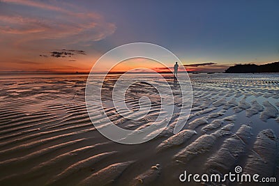 Low tide at dusk on White beach, station one. Boracay Island. Aklan. Western Visayas. Philippines Stock Photo