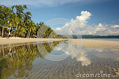 Reflections. White beach, station two. Boracay. Western Visayas. Philippines Stock Photo