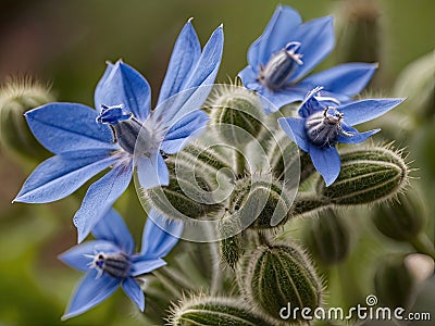 Borage (Borago officinalis) in the garden Stock Photo