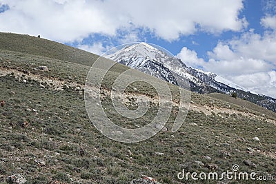 Borah Quake Fault Scarp Lines Stock Photo