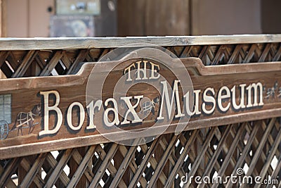 The Borax Museum sign in Nevada Editorial Stock Photo