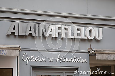 alain afflelou logo brand and text sign wall facade of french store street optic Editorial Stock Photo