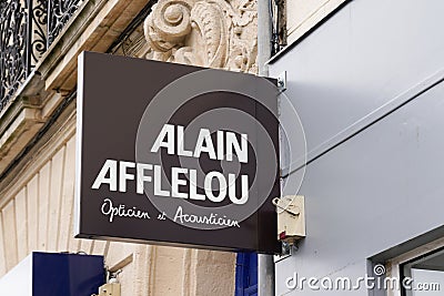 Alain afflelou logo and text sign front of store french Optician brand glasses agency Editorial Stock Photo