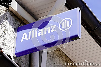 Bordeaux , Aquitaine / France - 05 05 2020 : allianz insurance logo blue sign store office brand french financial services Editorial Stock Photo