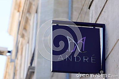 Andre logo and sign of shoes store French giant apparel footwear retailer Editorial Stock Photo