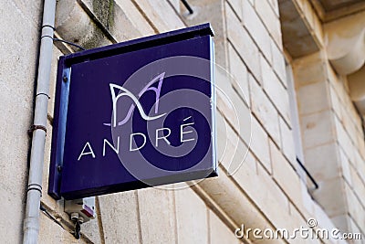 Andre sign brand and text logo shoes store fashion apparel and footwear retailer Editorial Stock Photo