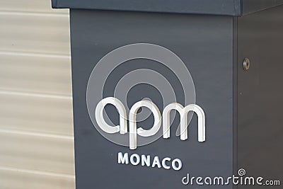 Apm monaco logo and sign text front of store fashion brand clothes shop in street view Editorial Stock Photo