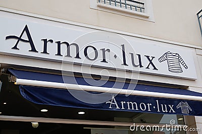 Armor Lux logo and sign front of French clothing store marine boat ocean and sea Editorial Stock Photo