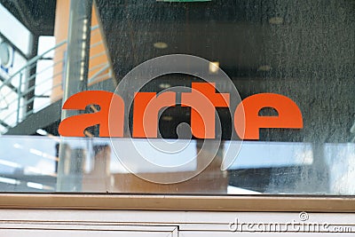 Arte logo and brand sign of french german tv channel Editorial Stock Photo