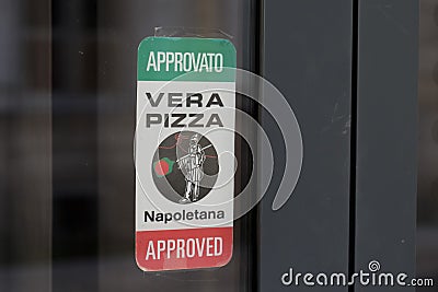 Associazione Vera Pizza Napoletana logo brand and text sign international organization Editorial Stock Photo