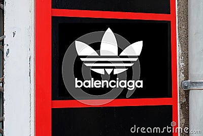 Balenciaga adidas logo brand and text sign store of sporty Unveil Football Infused Editorial Stock Photo