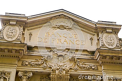 Bordeaux , Aquitaine / France - 10 10 2019 : Banque de France sign in official building french national Bank Editorial Stock Photo