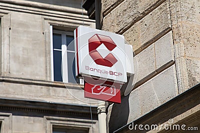 Bcp Banque de Commerce et de Placements text sign and brand logo atm front of wall Editorial Stock Photo