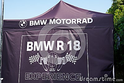 Bmw r18 experience tour motorbike logo brand and text sign of custom motorcycle modern Editorial Stock Photo