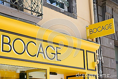 Bocage logo and text sign front of yellow boutique French store of fashion shoes Editorial Stock Photo