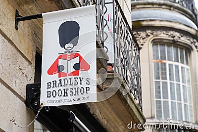 Bordeaux , Aquitaine / France - 06 14 2020 : Bradley`s Bookshop logo shop on Bordeaux English books shop now comes with a cafÃ© Editorial Stock Photo