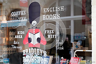 Bordeaux , Aquitaine / France - 06 14 2020 : Bradley`s Bookshop logo shop of english books sign store in the street Editorial Stock Photo