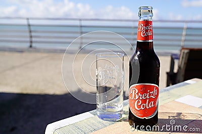 Breizh Cola bottle brand soft drink bottled by Phare Ouest and sold in Brittany Editorial Stock Photo