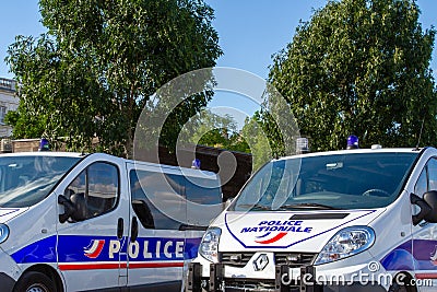 Bordeaux , Aquitaine / France - 03 30 2020 : car van police french city vehicle renault in city france Editorial Stock Photo