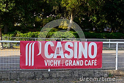 Casino Vichy logo and sign text outdoor entrance in City of Vichy in the Allier Editorial Stock Photo
