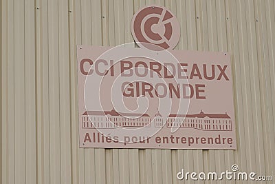 Chambre de Commerce et d`Industrie CCI logo and sign text on building agency in Editorial Stock Photo