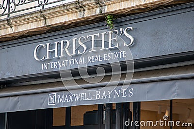 christie's international real estate text sign real estate luxury facade logo brand Editorial Stock Photo