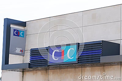 Bordeaux , Aquitaine / France - 10 25 2019 : CIC logo bank agency atm store office Credit Industriel et Commercial Editorial Stock Photo