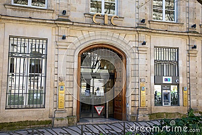 CIC logo sign and brand text on entrance building french agency bank facade Editorial Stock Photo