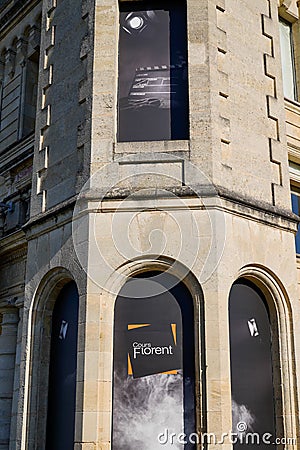 Cours Florent brand label on building in Bordeaux Lormont city organizes theater and Editorial Stock Photo