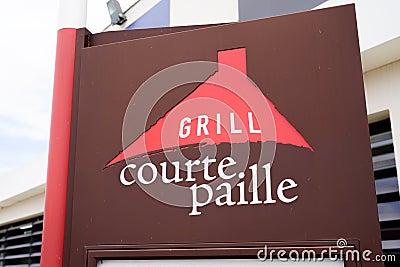 Courtepaille grill brand text and sign logo on facade french short straw restaurant Editorial Stock Photo