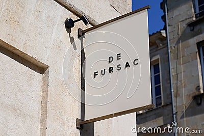 De Fursac logo brand and sign text front of boutique men suits shop fashion business Editorial Stock Photo