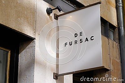 De Fursac logo and text sign of suits shop for men Editorial Stock Photo