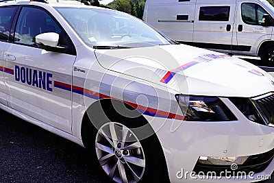 Douane police french car of patrol customs house parked in street Editorial Stock Photo