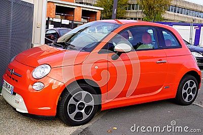 Bordeaux , Aquitaine / France - 11 19 2019 : Electric 500 Fiat 500e car vehicle street parked Editorial Stock Photo