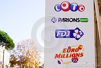 Fdj la francaise des jeux store french sign and text logo loto euro millions Editorial Stock Photo