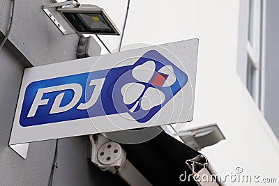 Fdj logo sign and brand text of French national lottery money store agency Editorial Stock Photo